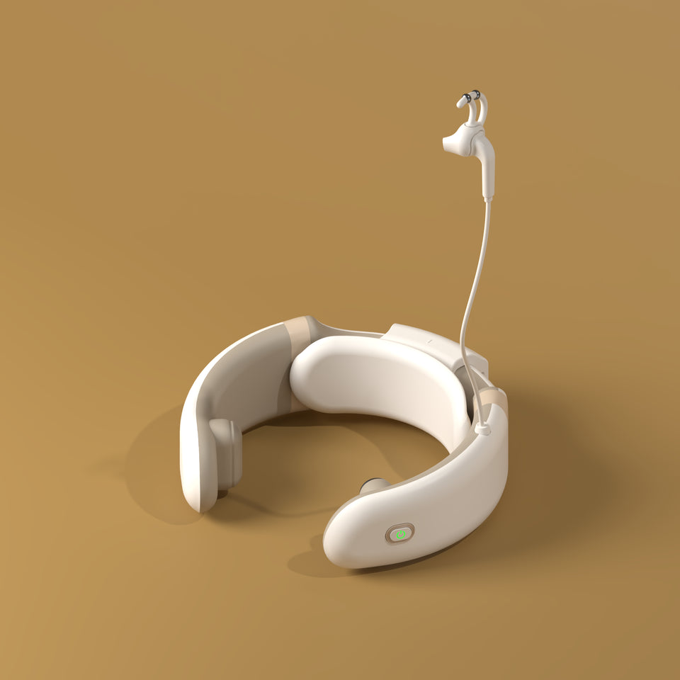Champagne Nevia neckband and connected earpiece